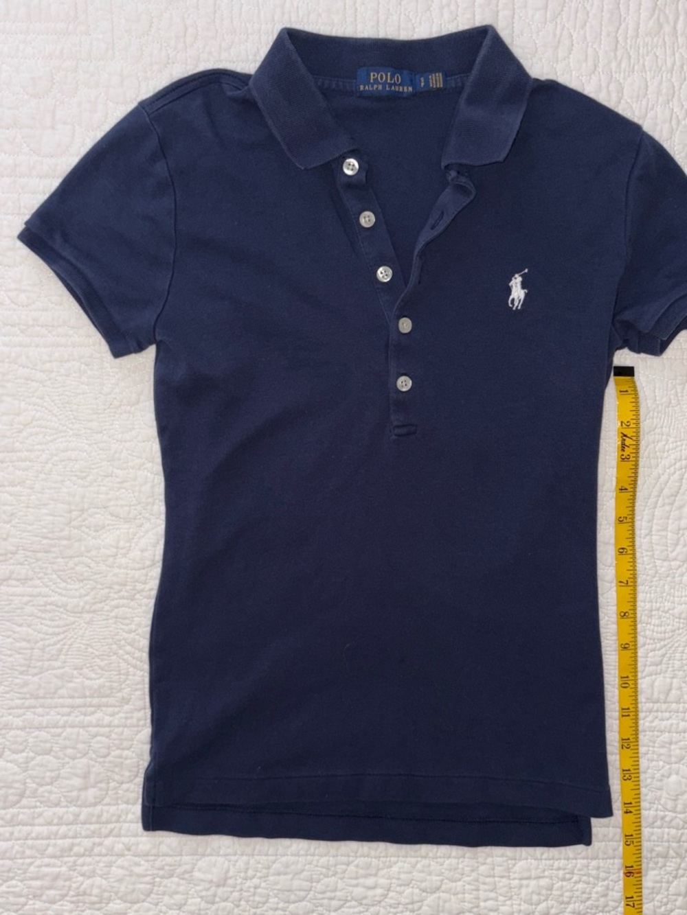 Ralph Lauren Girls' Navy Blue Polo Shirt with White Pony